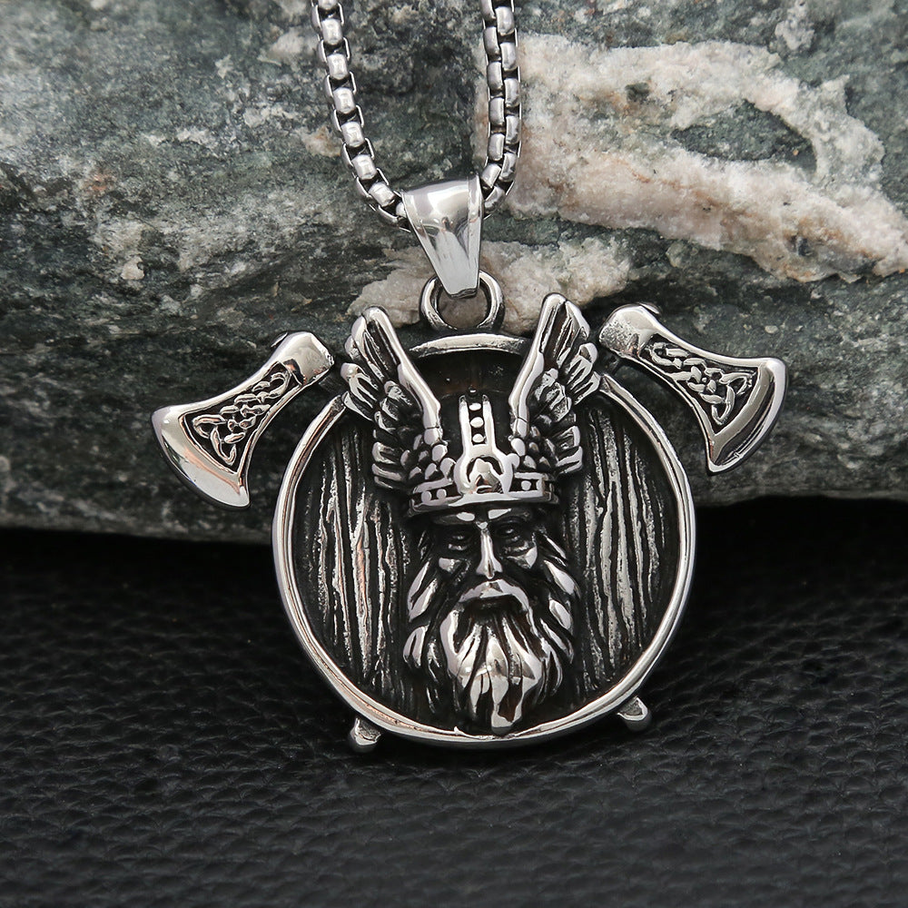 Men's Viking Odin Double Axe Pendant Necklace