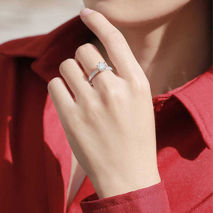 Women's White Gold S925 Channel Setting Stones Adjustable Moissanite Ring