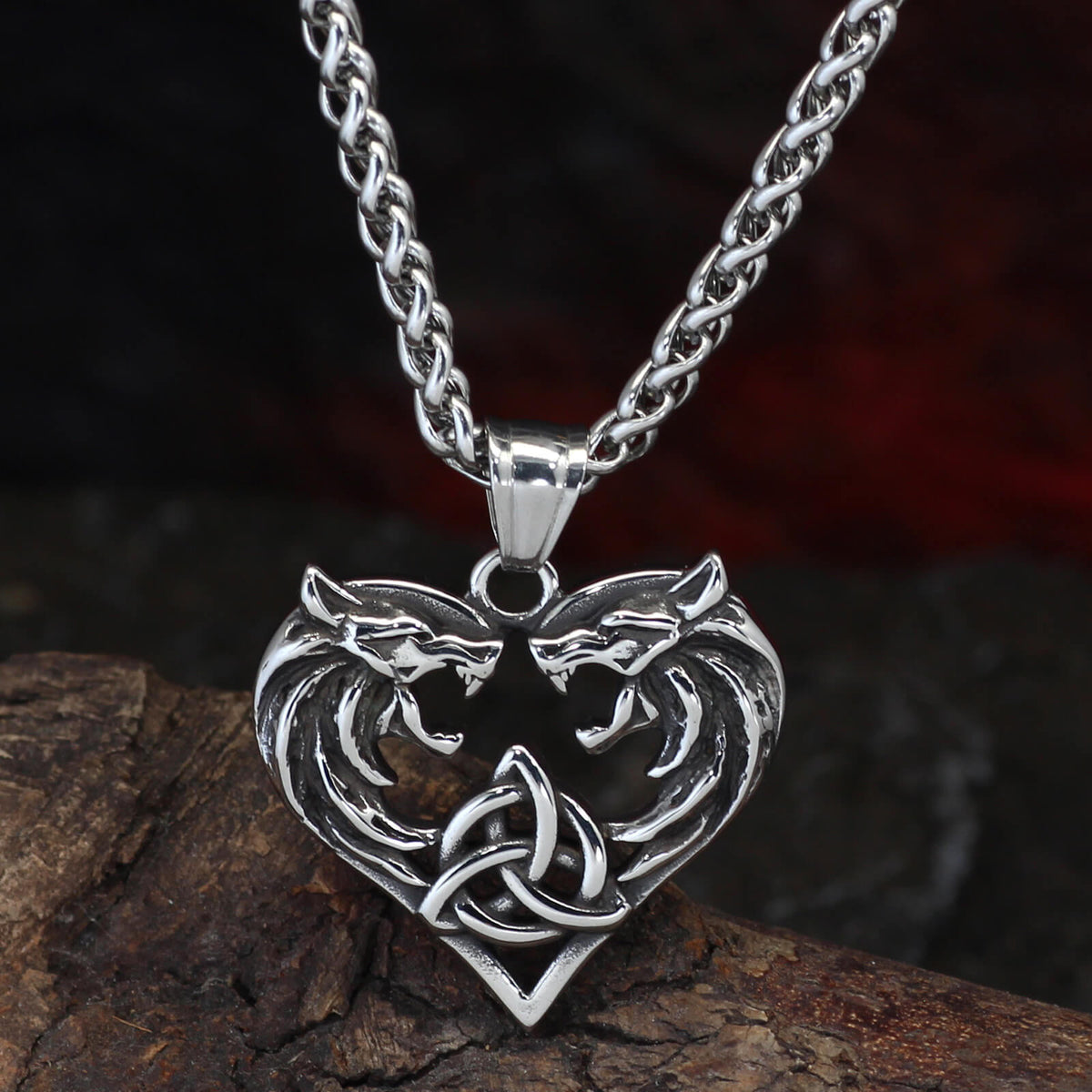 Men's Love Double Wolf Pendant Necklace