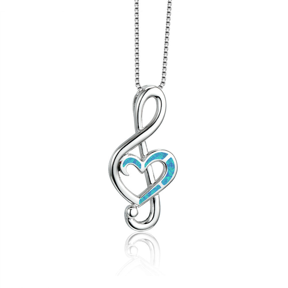 Opal Heart-shaped Note Necklace