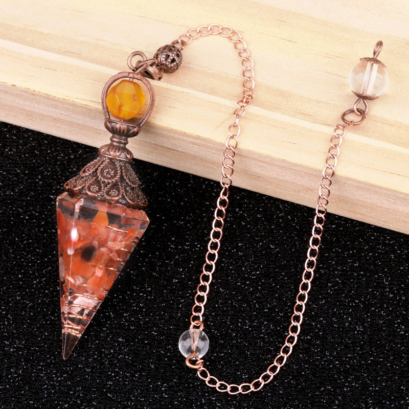 Ancient Red Seven-Colored Crystal Resin Spiritual Pendulum