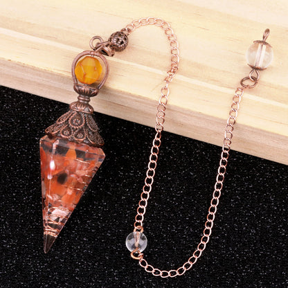 Ancient Red Seven-Colored Crystal Resin Spiritual Pendulum