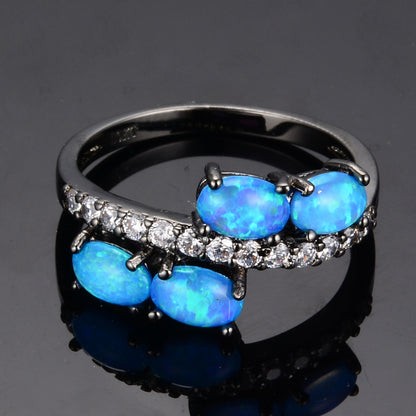 Women's Multi Oval Opal With Zirconia Ring