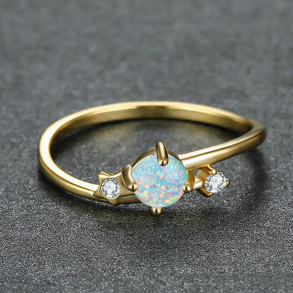 Women's Round Star Opal Zirconia ring
