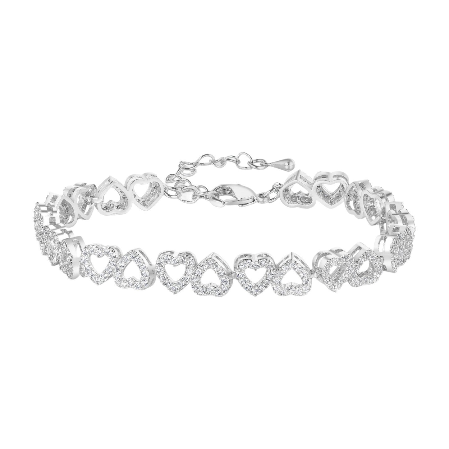 Women&Men's Love Zircon Cuban Tennis Bracelet