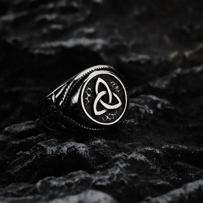 Vintage Nordic Hollow Stainless Steel Viking Celtic Knot Band Ring for Men