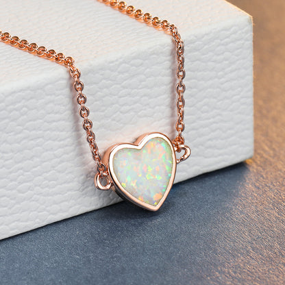 Opal Love Heart Necklace