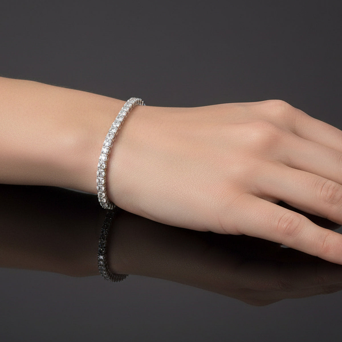 Women&Men's 18k Gold 2.5mm Zircon-Encrusted Tennis Bracelet