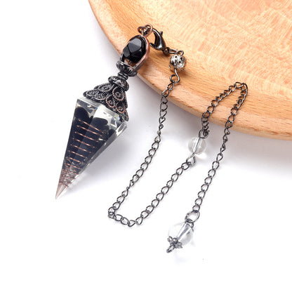 Antique copper crystal semi-precious stone multi-colored gravel resin spirit pendulum