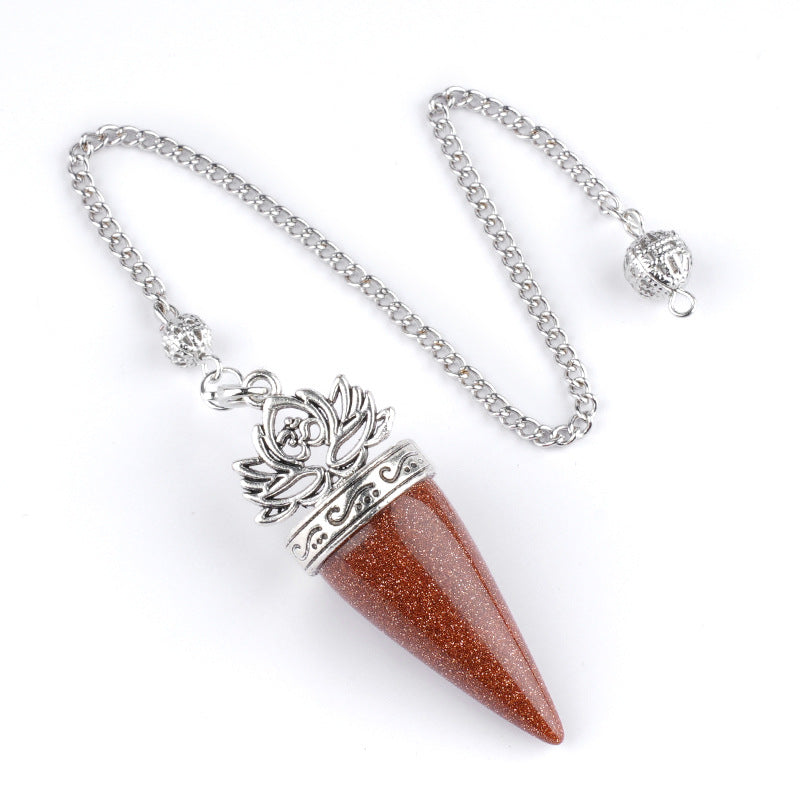 Ancient silver lotus cone meditation yoga crystal spirit pendulum