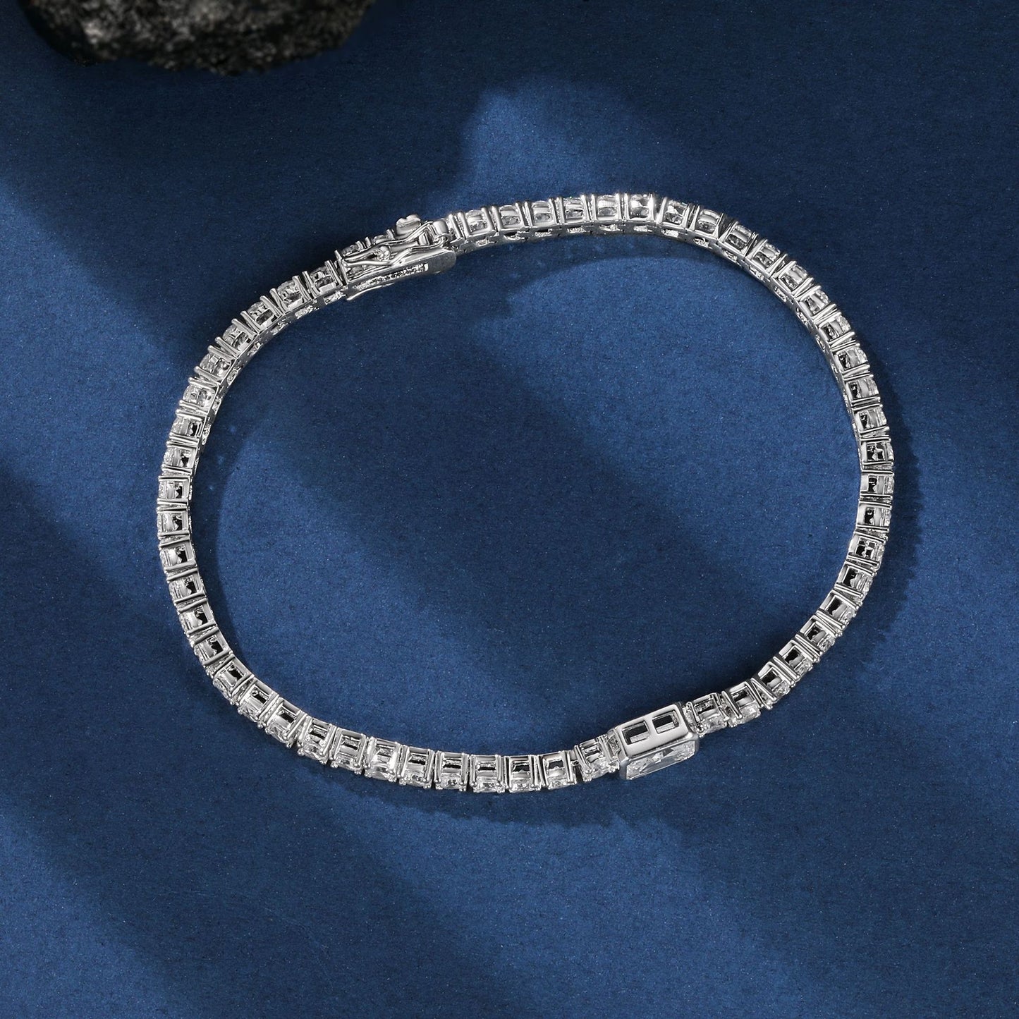 Women&Men's Square Zircon Eight-Character Buckle Cuban Tennis Bracelet