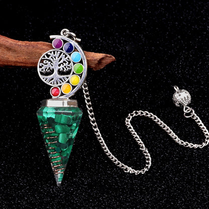 Colorful Life Tree Crystal Gravel Resin Spirit Pendulum