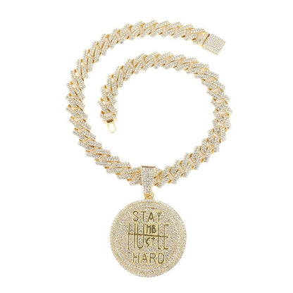 Street Round Hip-Hop Exaggerated Cuban Chain Pendant Necklace