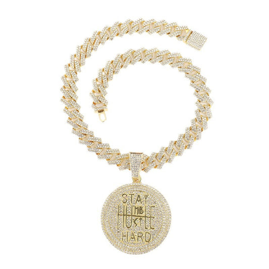 Street Round Hip-Hop Exaggerated Cuban Chain Pendant Necklace