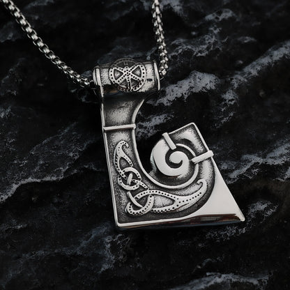 Men's Steel Viking Celtic Knot Axe Pendant Necklace