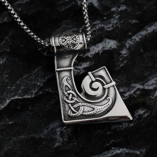 Men's Steel Viking Celtic Knot Axe Pendant Necklace