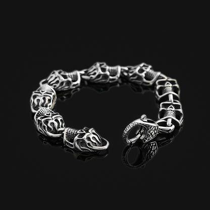 Punk Bold Skull Stainless Steel Men Bracelet, Fashion Creative Personality Open Cuff Wrist Jewelry