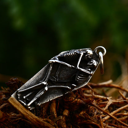 Men's Double-Skull Frame Pendant Necklace