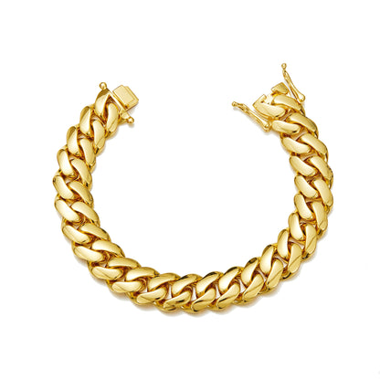 Fashion Hip Hop Stainless Steel Cuban Link Bracelet for Men Trendy Wrist Chain Jewelry