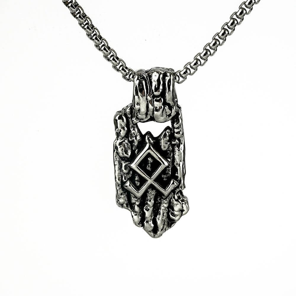 Vintage Nordic Stainless Steel Men's Unique Viking Rune Pendant Necklace