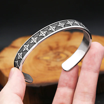 Men's Vintage Open C Cuff Bracelet, Nordic Viking Celtic Knot Stainless Steel Bangle