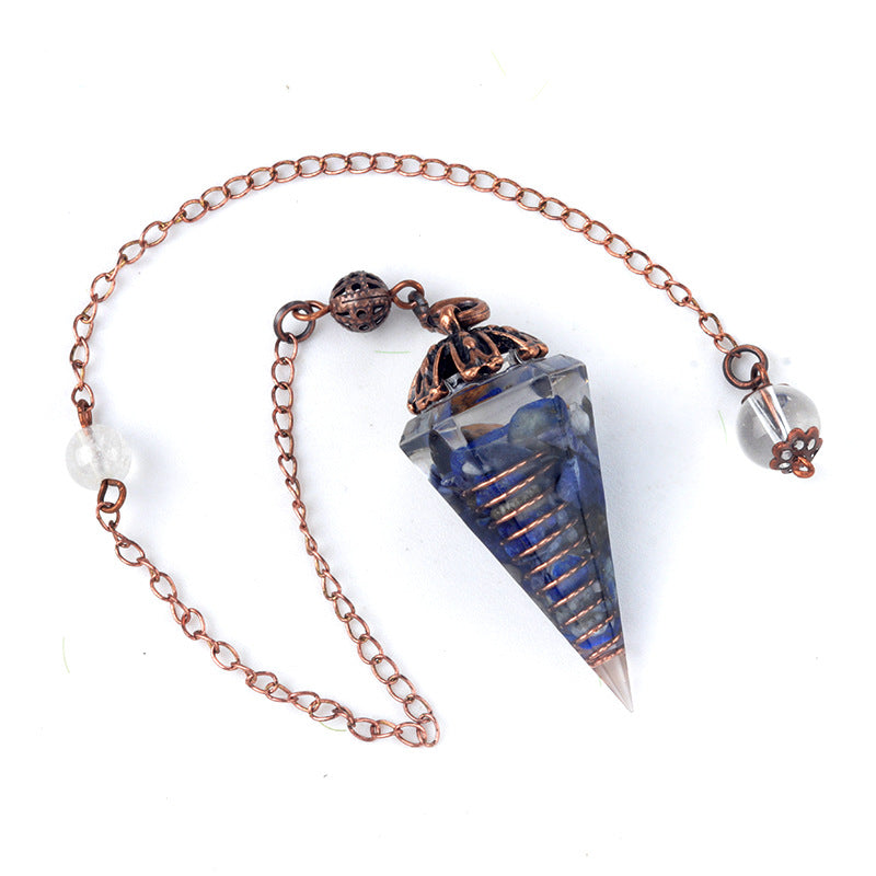 Colorful crystal clock pendulum ancient red copper flower base resin spirit pendulum