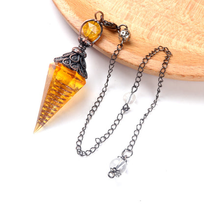 Antique copper crystal semi-precious stone multi-colored gravel resin spirit pendulum