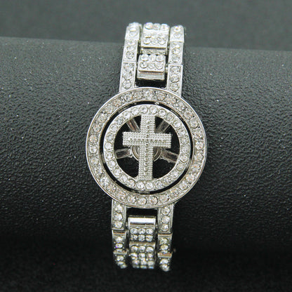 Hip-Hop Rotatable Cross Watch Bracelet