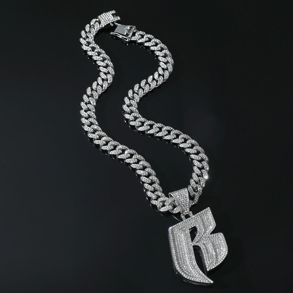 Hip-Hop Letter B Cuban Chain Pendant Necklace