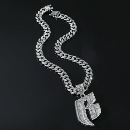 Hip-Hop Letter B Cuban Chain Pendant Necklace