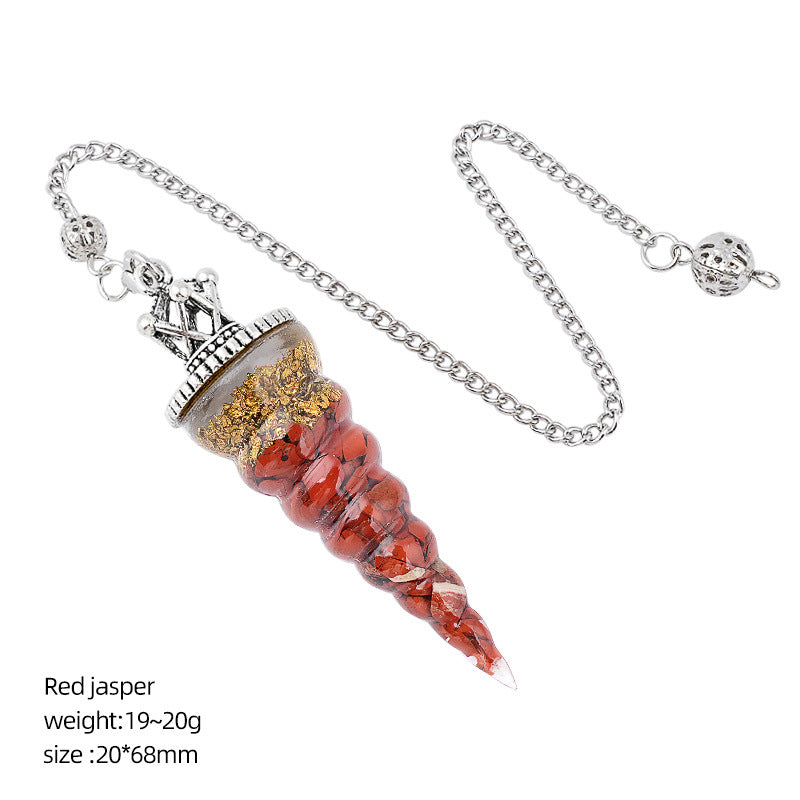 Crown-Headed Spiral Conical Yoga Meditation Adjustable Frequency Crystal Resin Spirit Pendulum