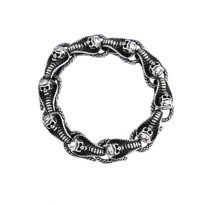 Fashion Skull Snake Stainless Steel Men's Bracelet