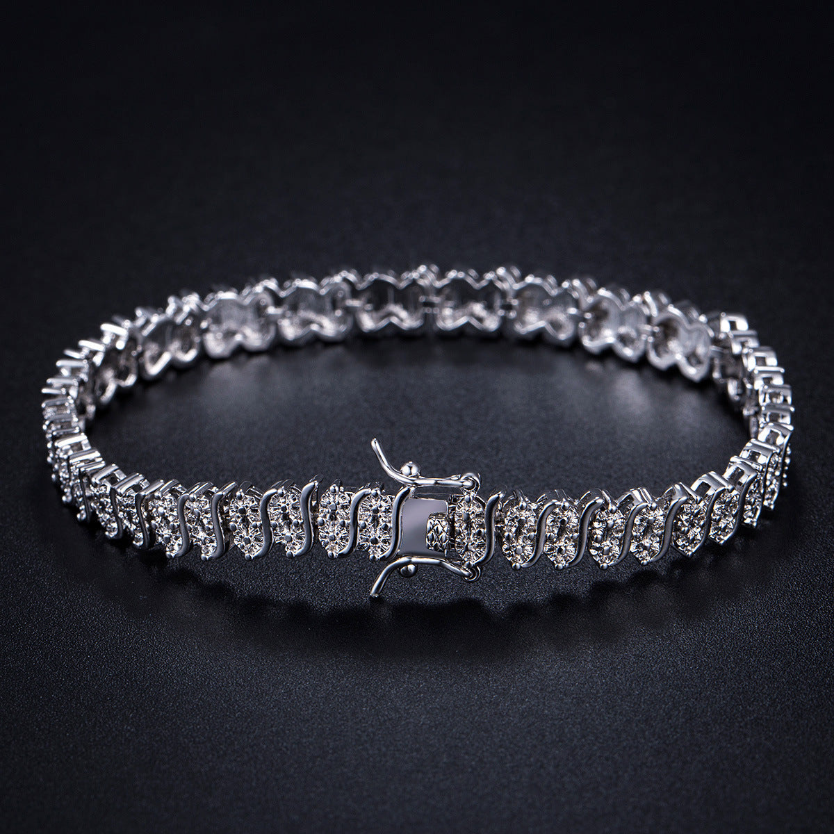 Women&Men's Hip-Hop Hollowed-Out Zircon Tennis Bracelet