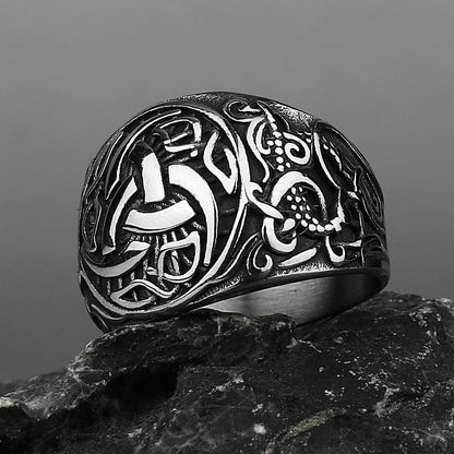 Vintage Solid Stainless Steel Viking Celtic Knot Ring for Men