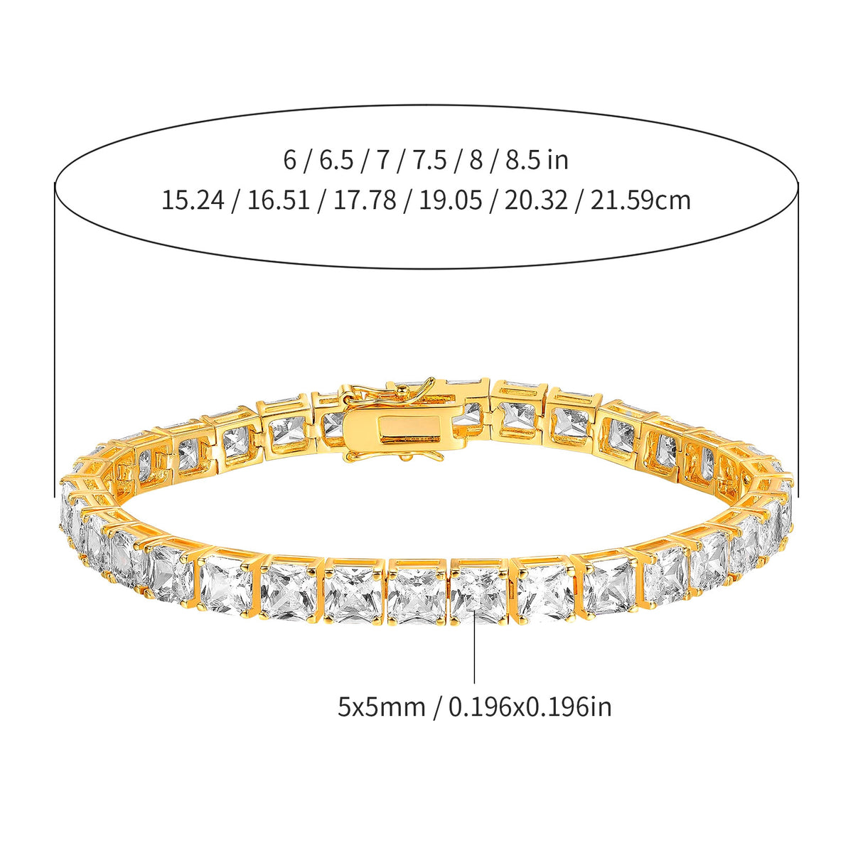 Women&Men's 5mm*5mm Square Zircon Tennis Bracelet