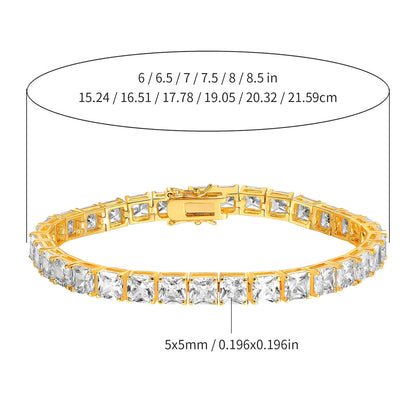 Women&Men's 5mm*5mm Square Zircon Tennis Bracelet