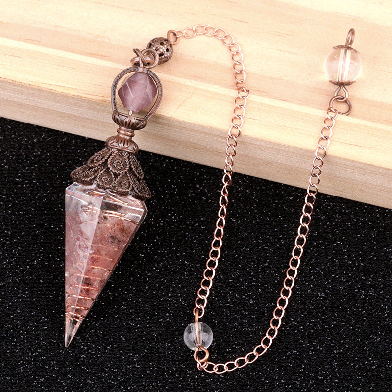 Ancient Red Seven-Colored Crystal Resin Spiritual Pendulum