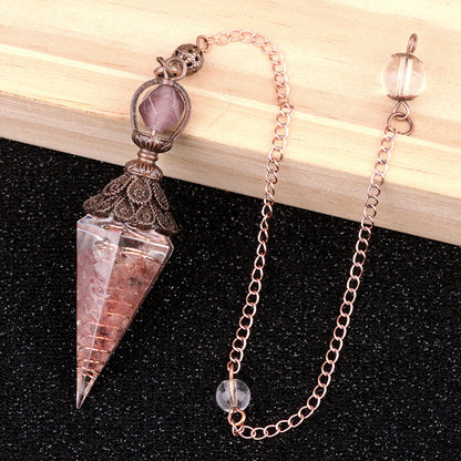 Ancient Red Seven-Colored Crystal Resin Spiritual Pendulum