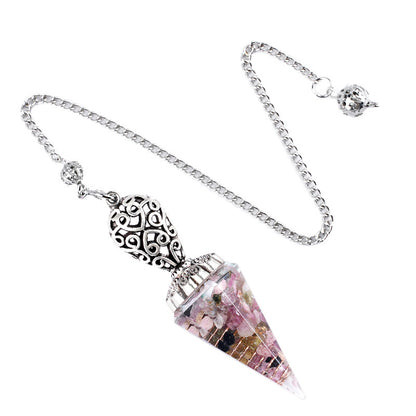 Silvery Crystal Agate Resin Hexagonal Pyramid Spirit Pendulum
