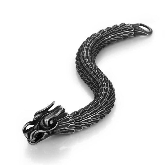 Men's Vintage Antique Dragon Head Scale Link Bracelet