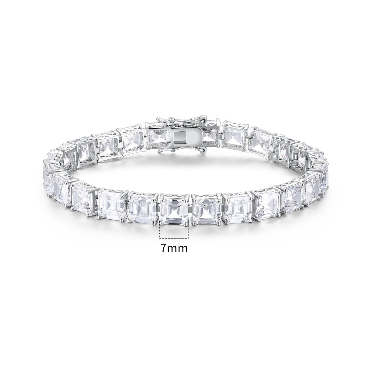 Women&Men's Four-Claw Square 7mm Zircon Cuban Tennis Bracelet