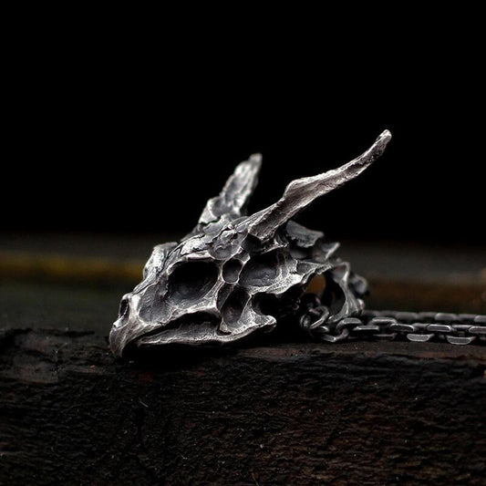Men's Vintage Style Devil's Head Skull Pendant Necklace
