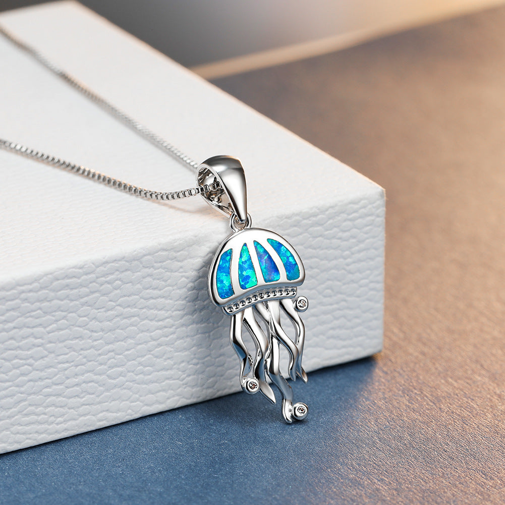 Jellyfish Blue Opal Necklace