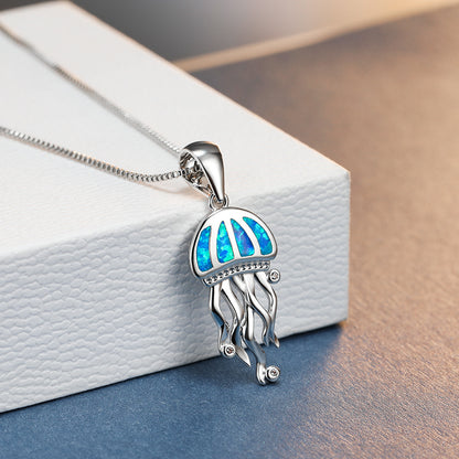 Jellyfish Blue Opal Necklace