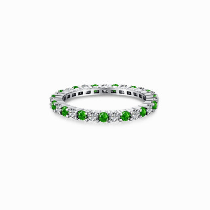 Women's Two-Tone Zirconia Single Row Paved Slim Stackable Ring, S925 with White Gold Plating