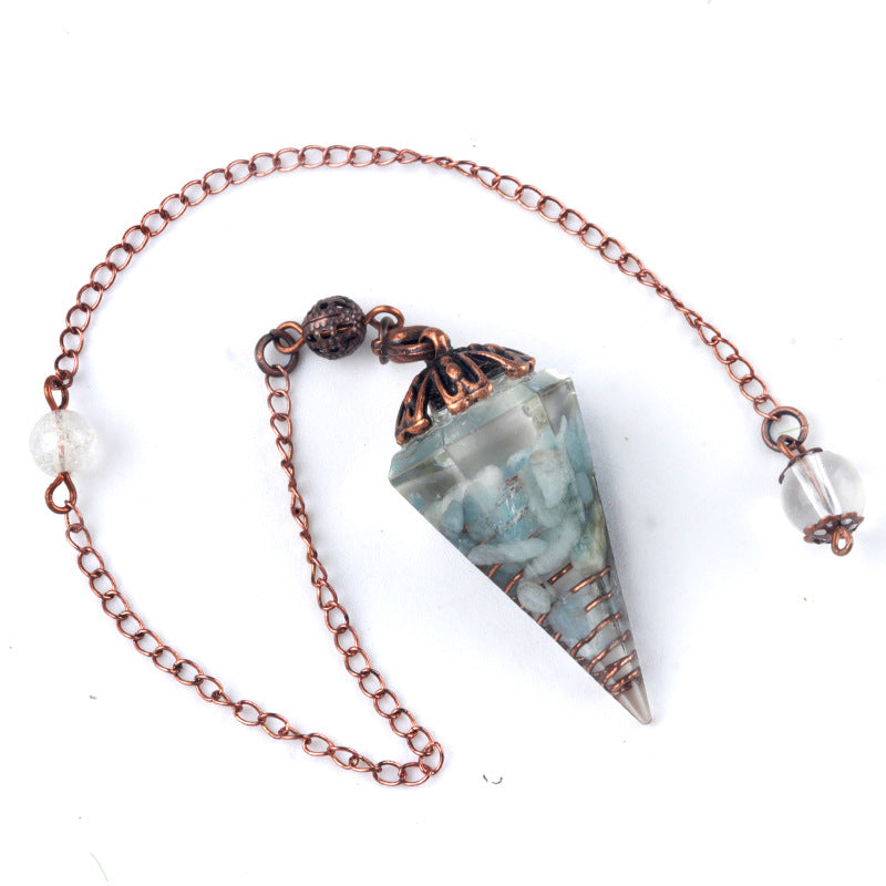 Colorful crystal clock pendulum ancient red copper flower base resin spirit pendulum