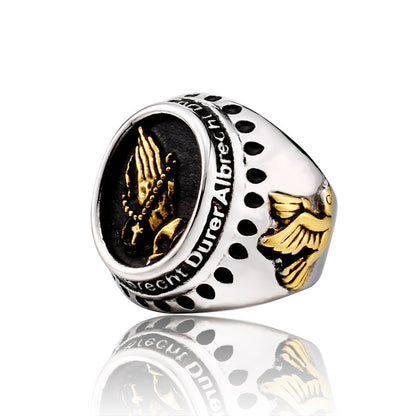 Retro-style Peace Dove Men's Ring