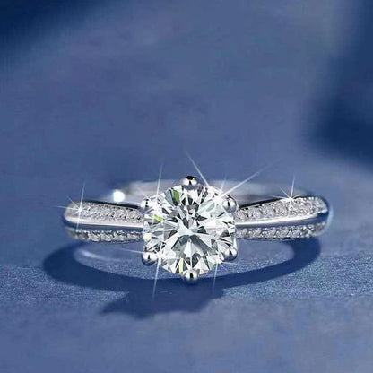 Women's White Gold S925 Channel Setting Stones Adjustable Moissanite Ring