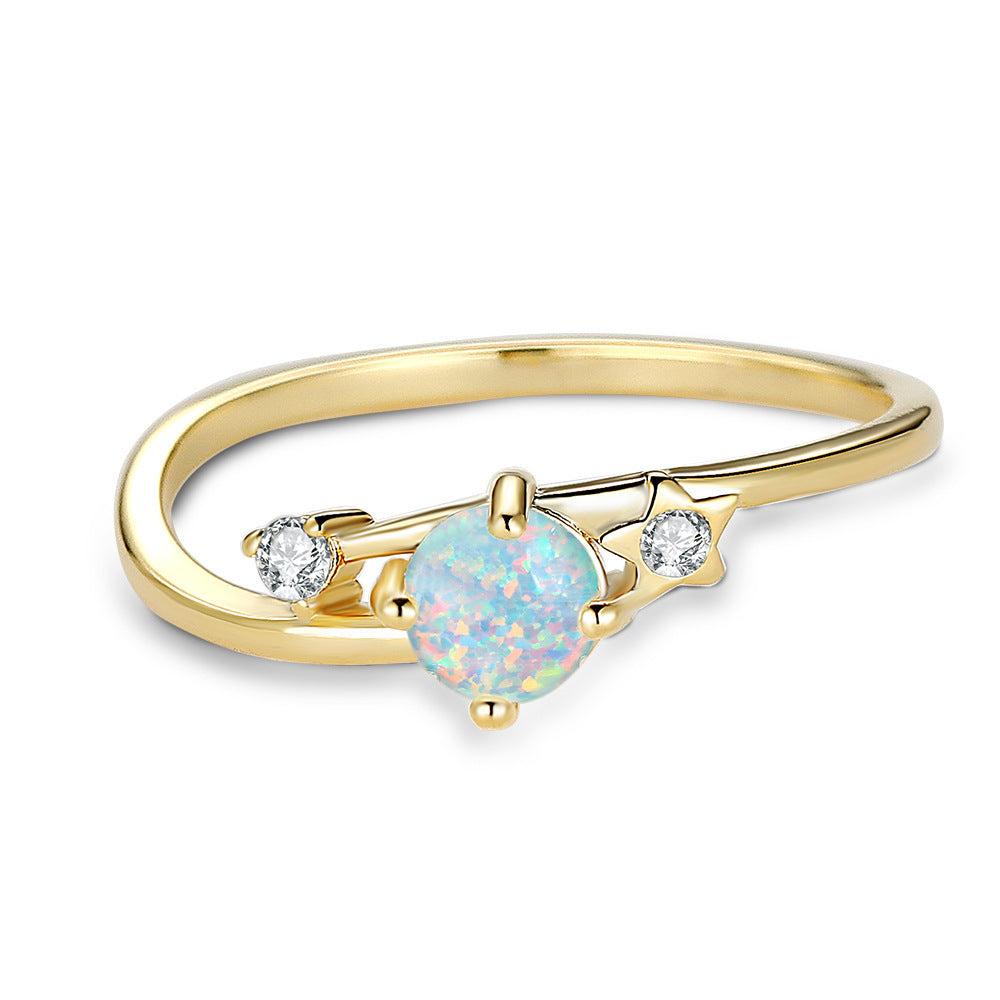 Women's Round Star Opal Zirconia ring