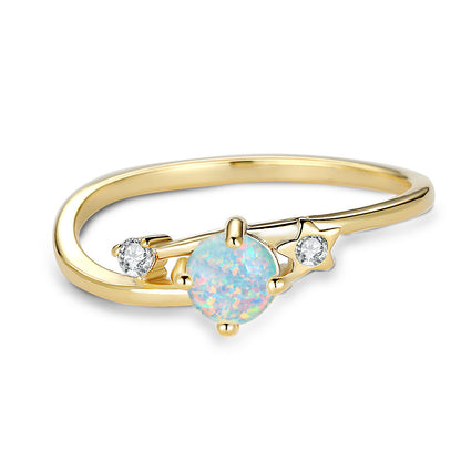 Women's Round Star Opal Zirconia ring